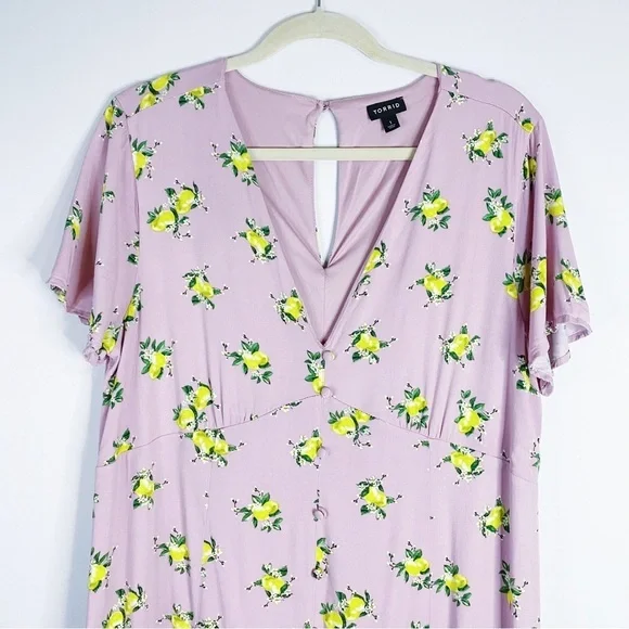 Torrid - Lemon Print Midi Dress - Picture 5 of 8